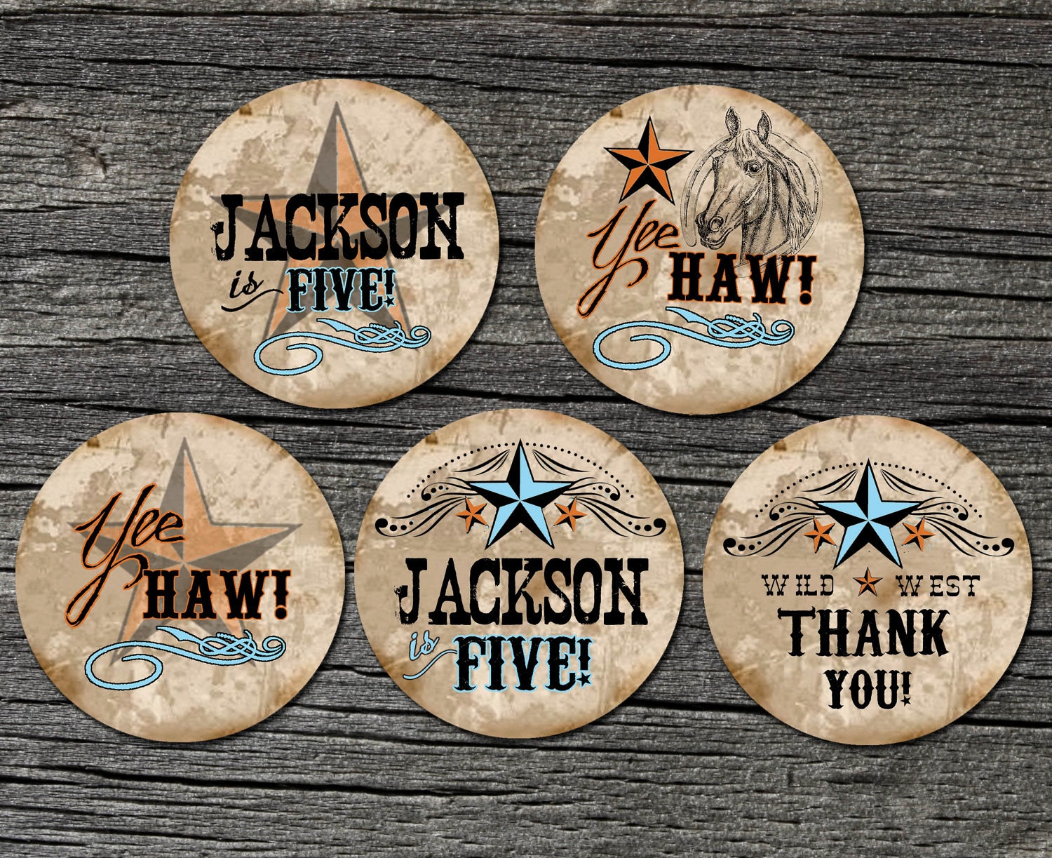 Wild West Stickers Set of 12 Large
