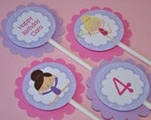12 Girls Birthday Cupcake Toppers - Gynmastics, Tumbling Birthday Party Decorations