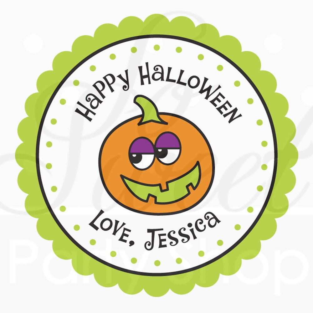 24 Halloween Personalized Stickers - Pumpkin - Halloween Favors, Halloween Party Il_570xn