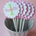 12 Cupcake Toppers - Girl's 1st Birthday Party Pink and Green - Personalized