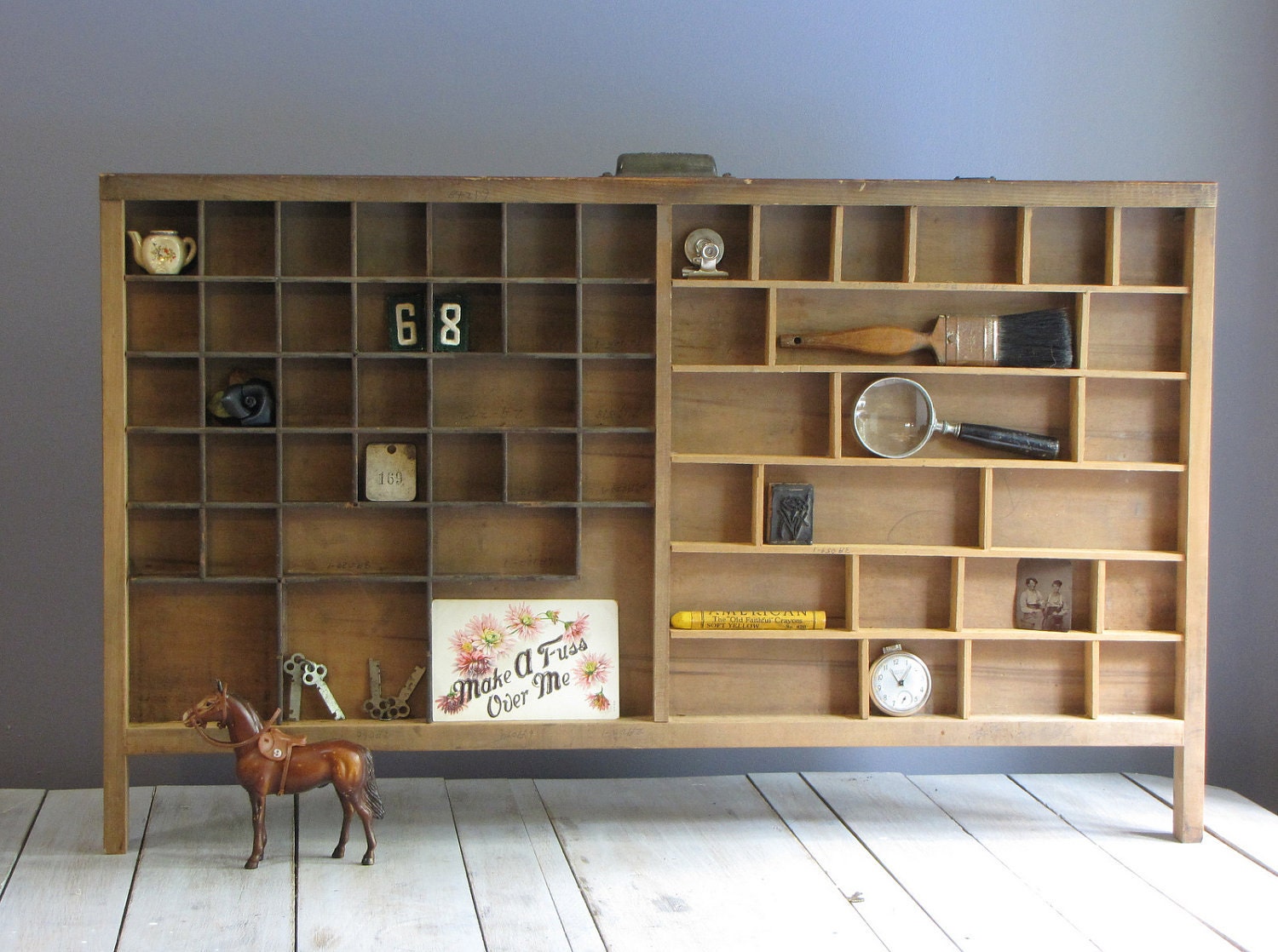 vintage letterpress tray - industrial curiosity cabinet
