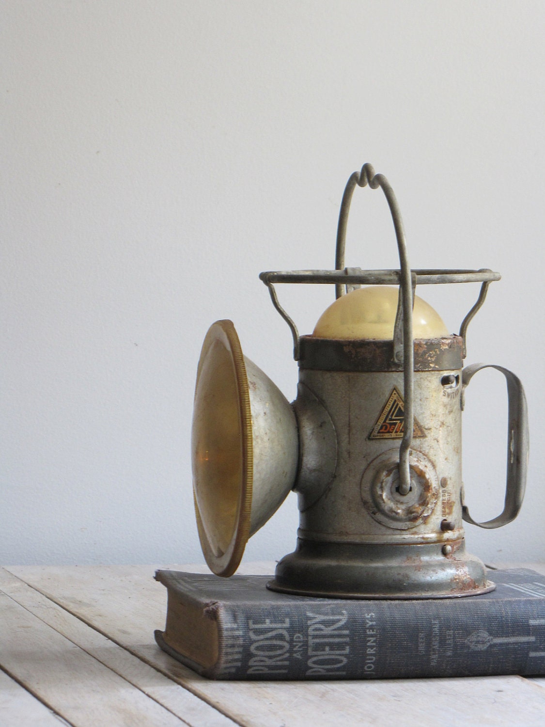 vintage industrial delta miners lamp