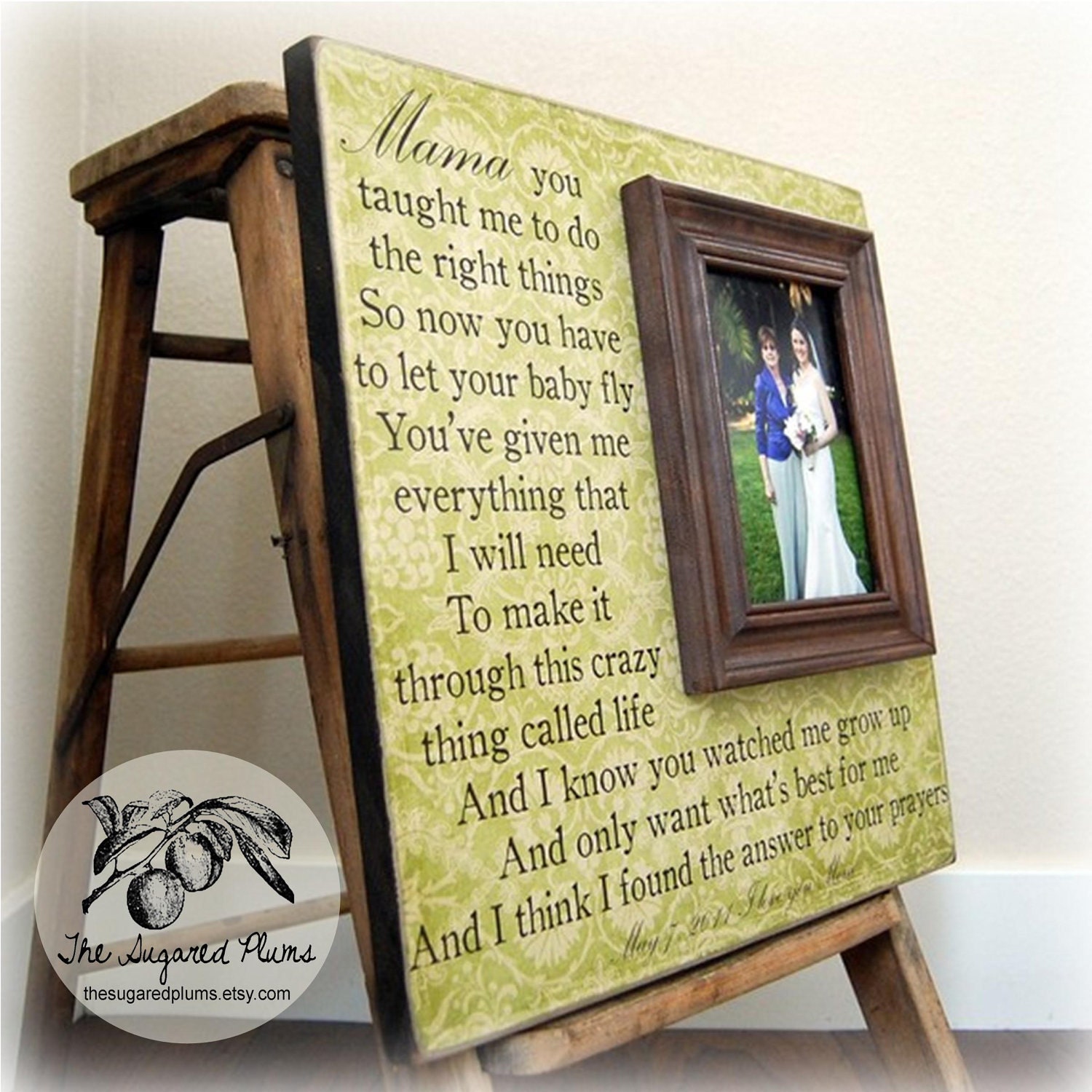 Mother Of The Bride Personalized Custom Picture Frame 16x16 Anniversary Love Father Mother Parents Shower Quote Verse Song Vows Mom Mama