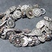 Vintage Button Bracelet Silver Metal and Pewter