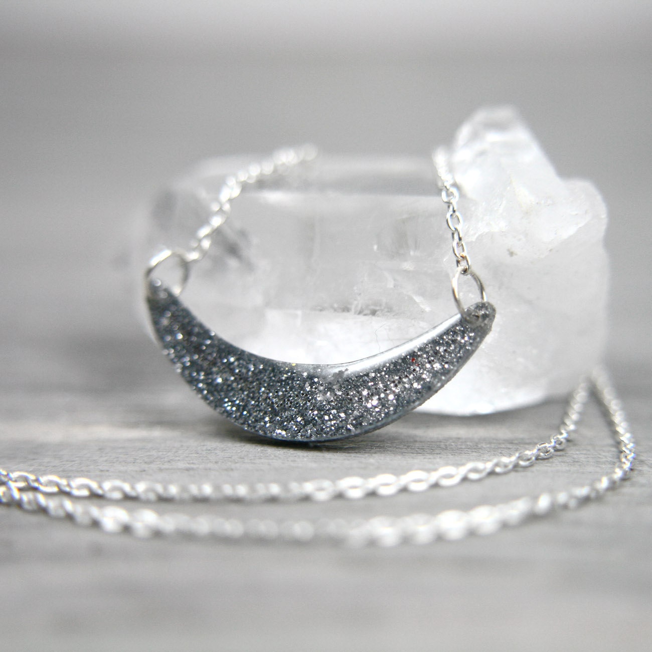 sterling necklace with sparkly silver bend - tinygalaxies