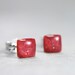 tiny square post earrings in pink -on sale-