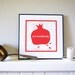 Bright Red, Graphic Rummanah (Pomegranate) Woodcut