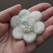 White Snow Pearls Beaded Wool Felted Flower Pin Felt Accessory