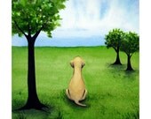 Just Waiting For You To Come Home So I Can Lick Your Whole Face No.2  - Signed Fine Art Print - yellow lab home decor