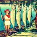 12x12 photograph FISH BABE beach decor IKEA Ribba frame retro Florida print 1940s color red aqua green fish wall art beach lover gift