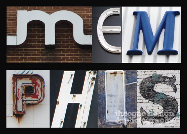 MEMPHIS letter collage 5x7 fine art print