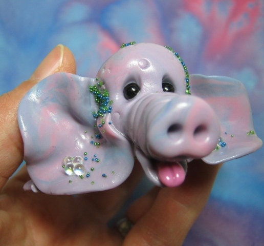 Fhauken Water Dragon in shell OOAK SCULPT by Artist Ann Galvin Urchin Elf Coupon Code GOBLINRY