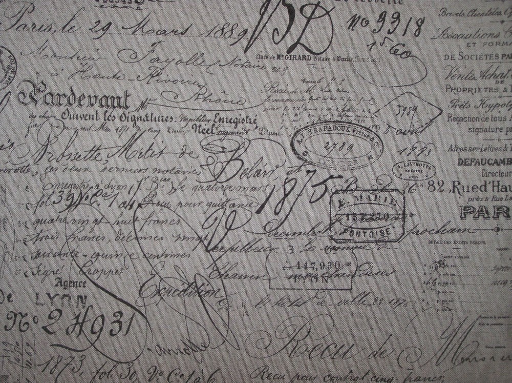 FRENCH Document Script  on Cotton yardage