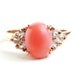RESERVED for Kaitlin - Vintage Coral Stone & Rhinestone Ring - Size 6 Gold Tone Costume Jeweley / Peachy