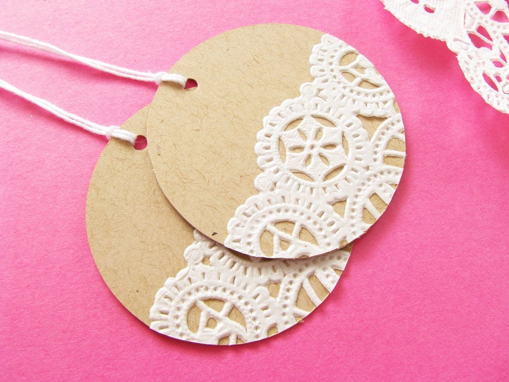 ON SALE - Vintage Doilies Gift Tags - Set of 10
