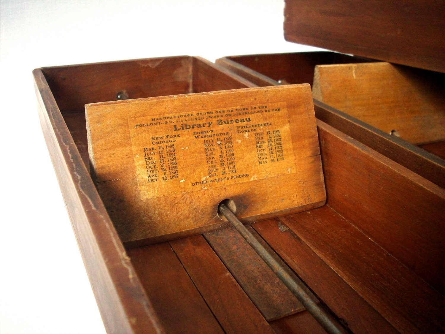 Vintage Library Card Catalogue Drawers with Label Hardware / Wood / Distressed
