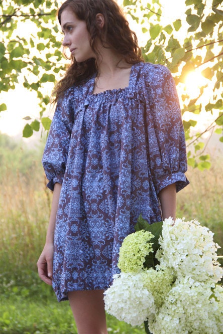 Organic Fabric by Amy Butler - English Garden in Bluestone - Organic Soul (1 metre)