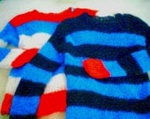 Mohair sweater by camdenlock clothing punk rock new colors blue and black stripe handmade knitting
