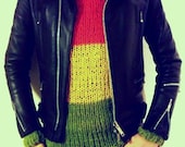 Mohair sweater by camdenlock clothing punk rock new colors red ,yellow and green stripe handmade knitting