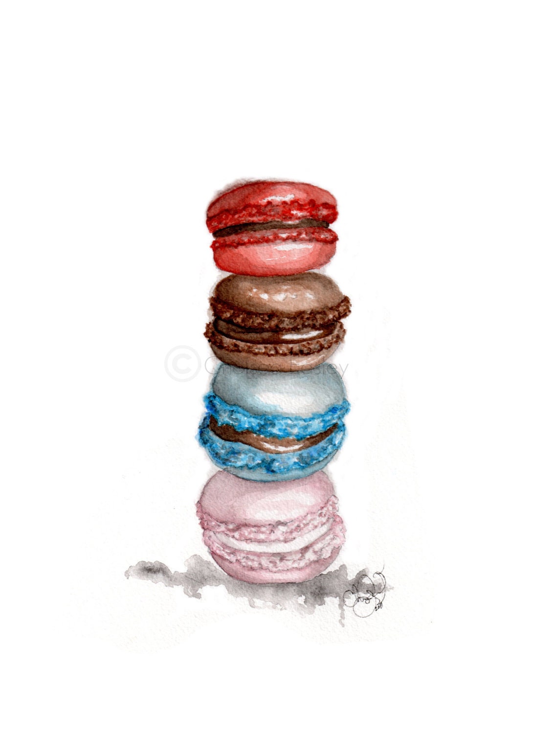 Macarons Watercolor Illustration Print
