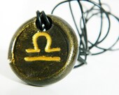 Libra or Virgo Zodiac Necklace in Black and Gold, Silver and Black, or Red and Gold