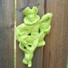 Vintage Court Jester - painted in lime green - upcycled shabby kitsch chic - stringed instrument - ceramic porcelain plaster
