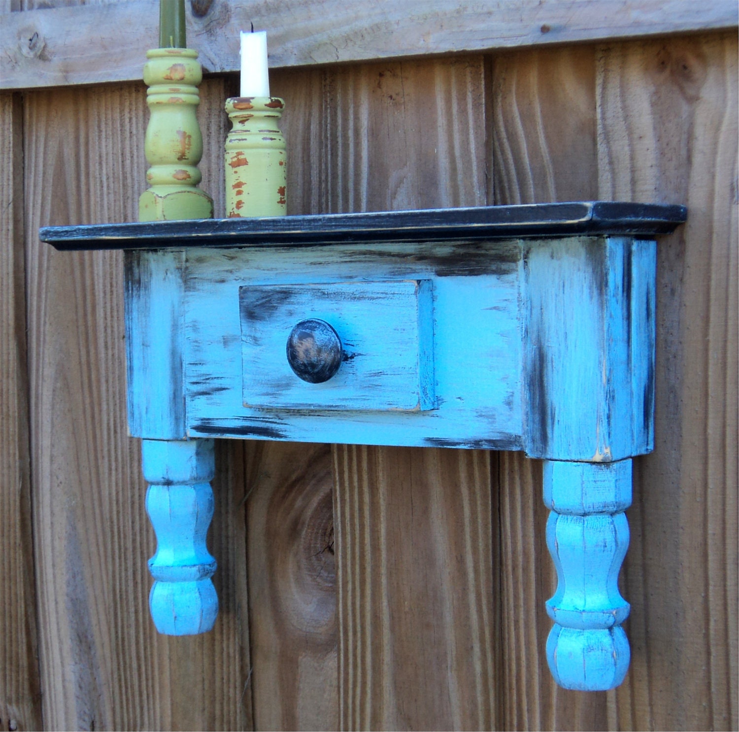 Primitive Wall Shelf, Country Sky Blue, Farm House Style, Wall Art MADE TO ORDER
