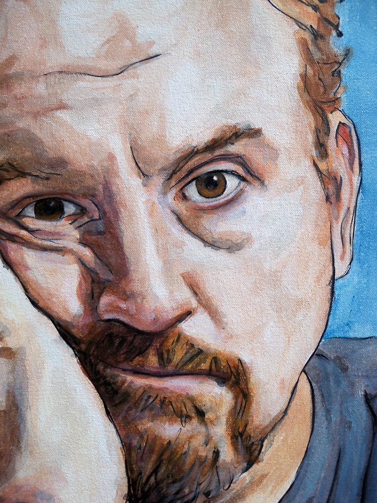Original 30x16in painting of comedian LOUIS CK