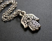 Hamsa Necklace Silver Hand Pendant Necklace