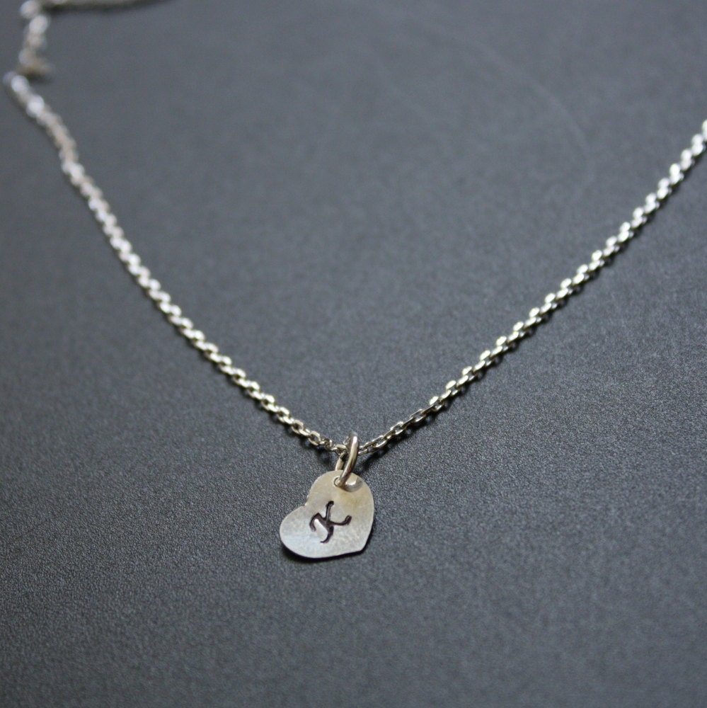 Personalized Custom Initial Necklace Heart Necklace Sterling Silver