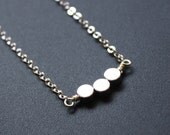 Three Tiny Round Disc Pendant Silver Necklace Disc Necklace