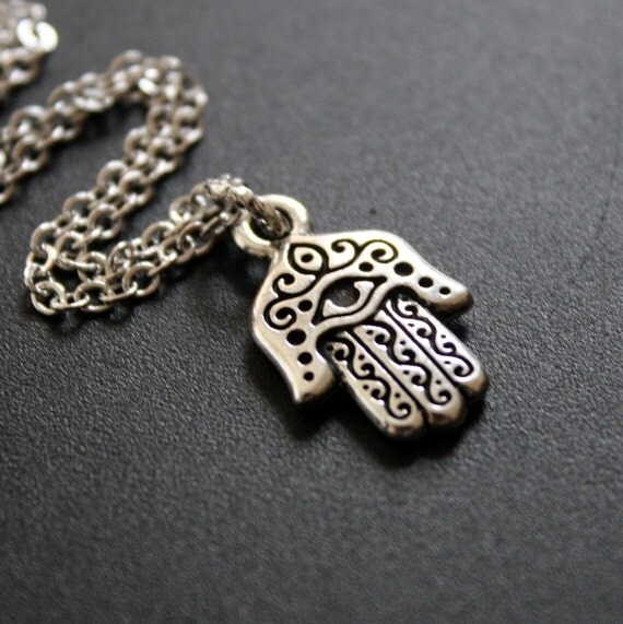 Hamsa Necklace Silver Hand Pendant Necklace