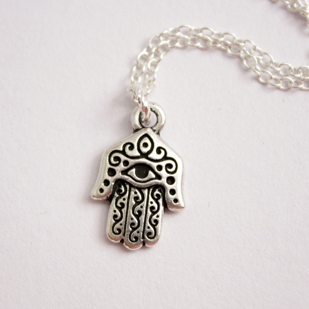 Hamsa Necklace Silver Hand Pendant Necklace