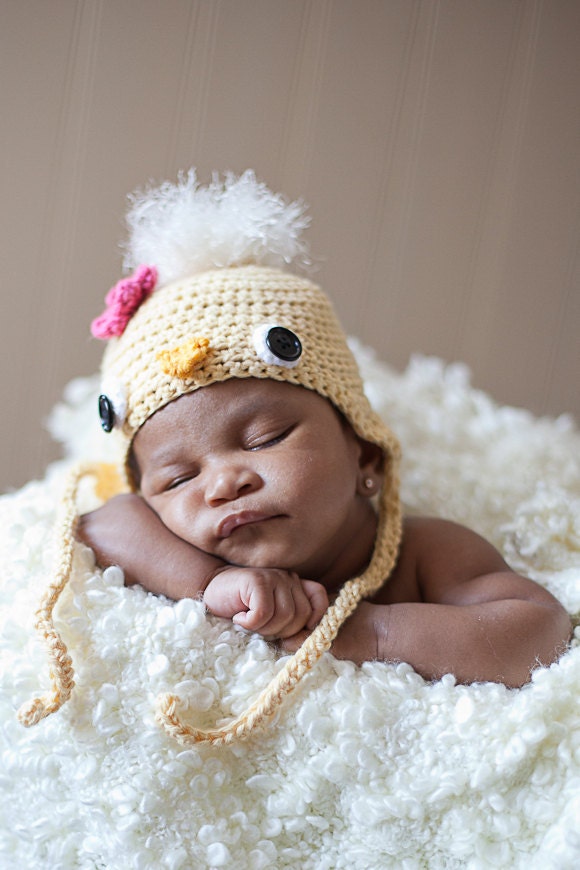 Yellow Baby Bird Hat - Newborn Photo Prop or Baby Halloween Costume - SquishyCouture