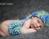 Blue Baby Boy Hat - Newborn Photo Prop - Baby Elf Hat