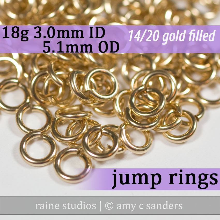 42 pcs 18g 3.0mm ID 5.1mm OD 1/8 troy oz gold filled jump rings 18g3.00 goldfill jumprings 14k goldfilled jewelry supplies findings