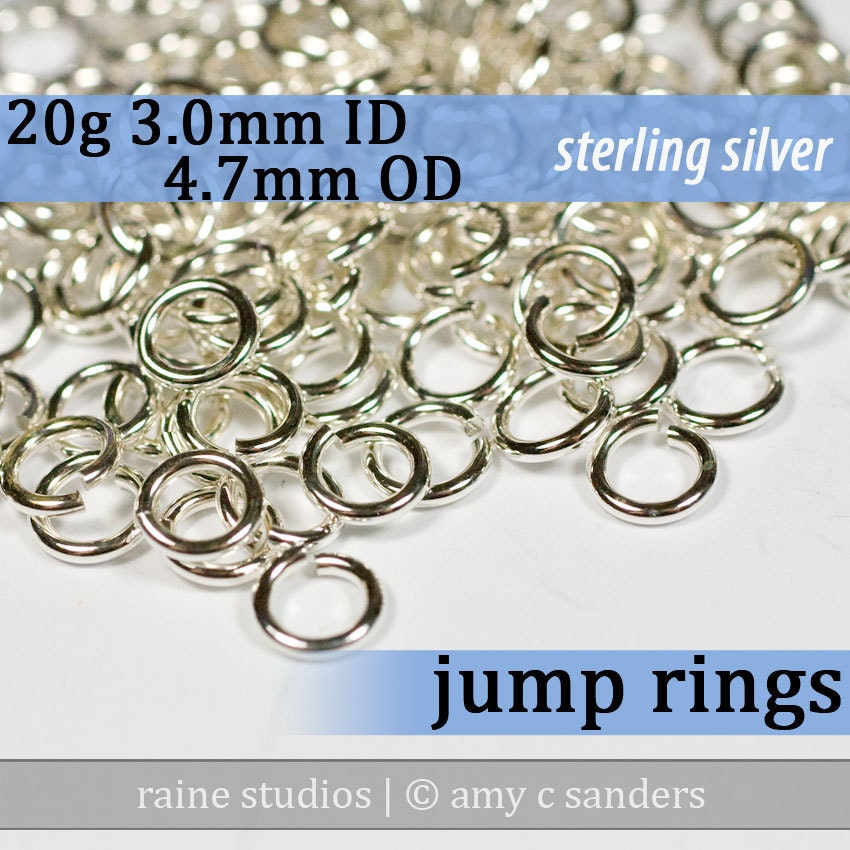 25 pcs 20g 3.0mm ID 4.7mm OD sterling silver 925 jump rings 20g3.00 open jumprings jewelry findings supplies links