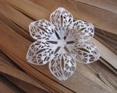 2 White Shabby Filigree Flowers