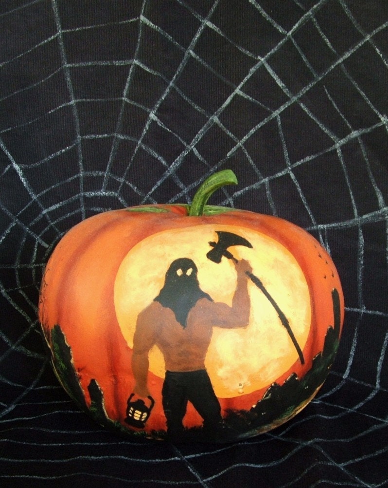 Ware The Headsman, pumpkin sky gourd, 7 inches tall