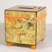 Savings Bank Decoupaged Wood Coin Bank Square Piggy Bank Yellow Light Orange Crafters Stash
