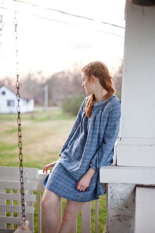 Silk/Linen Blue Henriette Dress