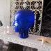 vintage MODERNIST blue glass head mannequin form hat wig jewelry display TWIGGY POP art mod