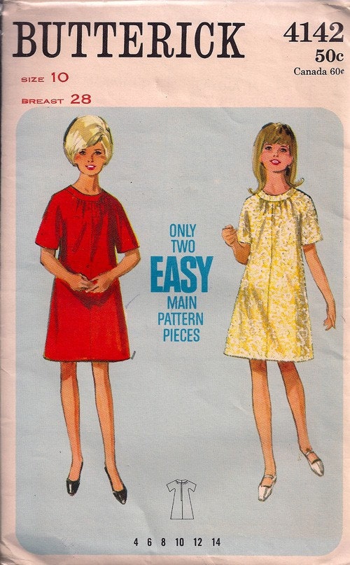 Butterick 4142 Vintage Mod Girls A Line Dress