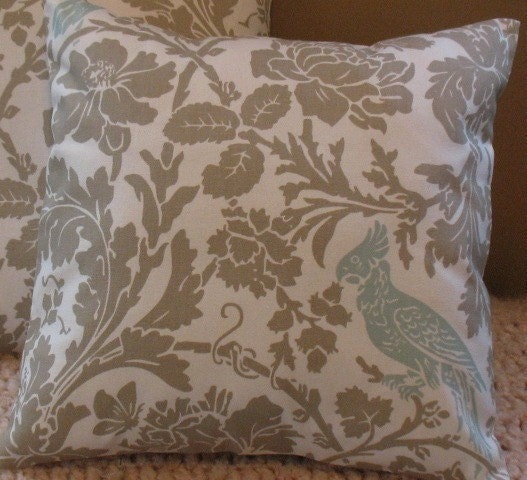 TWO 18 x 18  Designer Throw Pillow Covers    Barber Taupe Robin