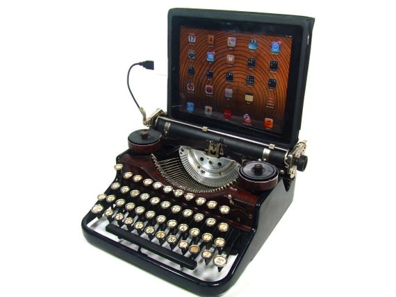 USB Typewriter -- Underwood with Faux Walnut Finish