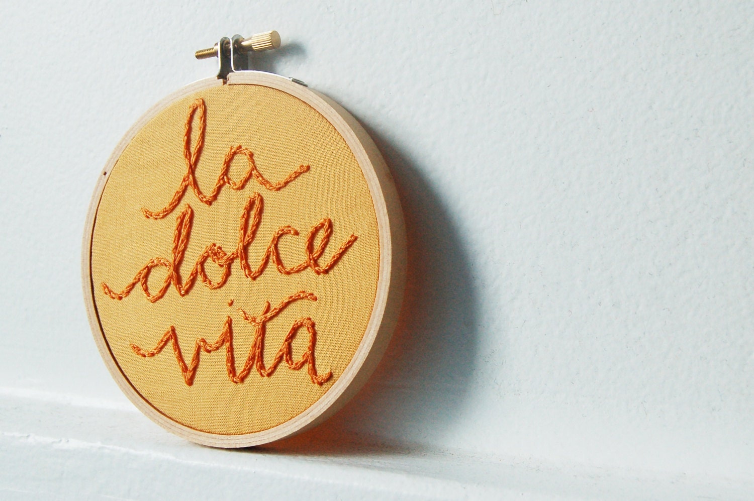 Hand Embroidered Sign in Embroidery Hoop. La Dolce Vita. Hand Stitched by merriweathercouncil on Etsy