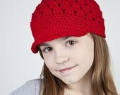 Girls Clothing Accessories, Hats, Girls Newsboy Cap, Beanie Hat with Visor, Valentine Red Hat