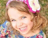 Children Headband for Girl, Crochet Headband with 3 layer Flower, choose your colors, size