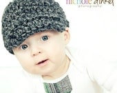 Baby Toddler Accessories, Baby Hat, Baby Beanie Hat with brim, 6 Months Newsboy Cap - Black and Gray Mix