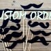 CUSTOM ORDER for hh504 Black Mustaches on a stick- Set of 5 mustaches